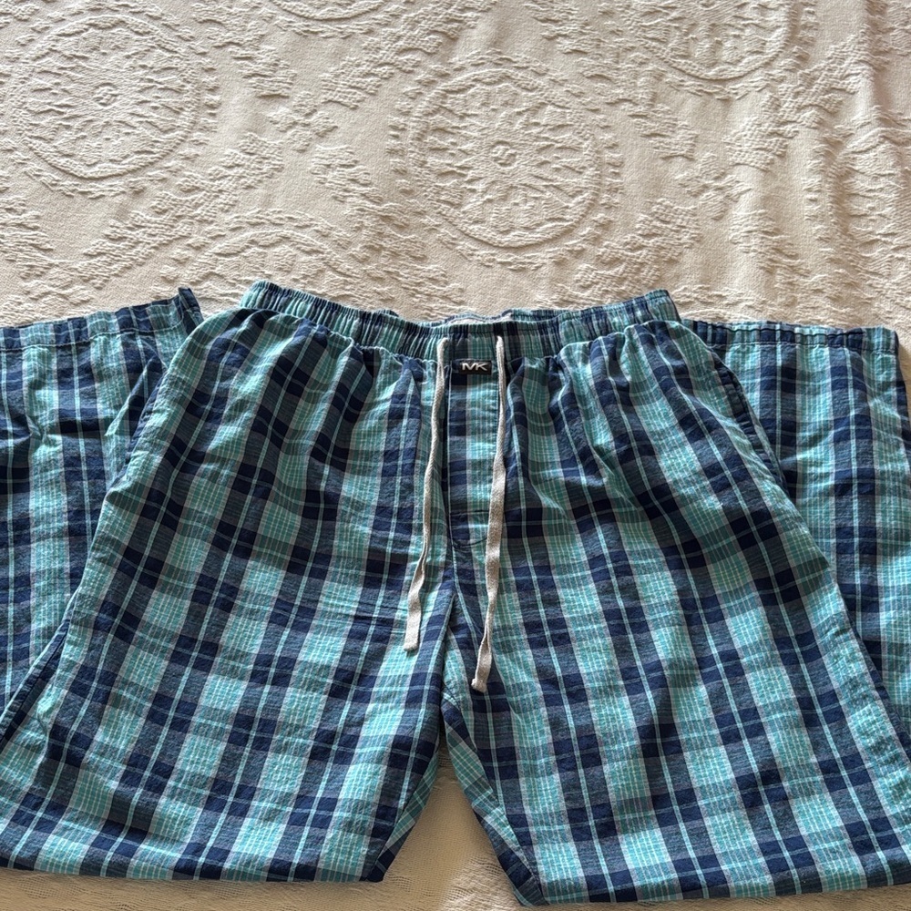 Gently loved Plaid Lounge Pants in Blue and Green by Michael Kors 100% Cotton